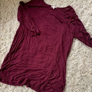3/4 Sleeve Burgundy Tunic Top
